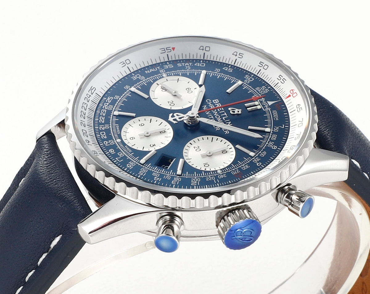 Chronograph - White Ceramic - Blue White- N-Timer - Blue Leather - Automatic - 43mm