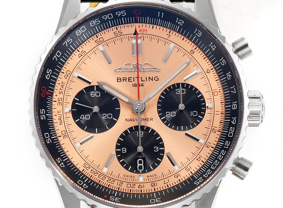 Chronograph - Black Ceramic - Orange- N-Timer - Black Leather - Automatic - 43mm