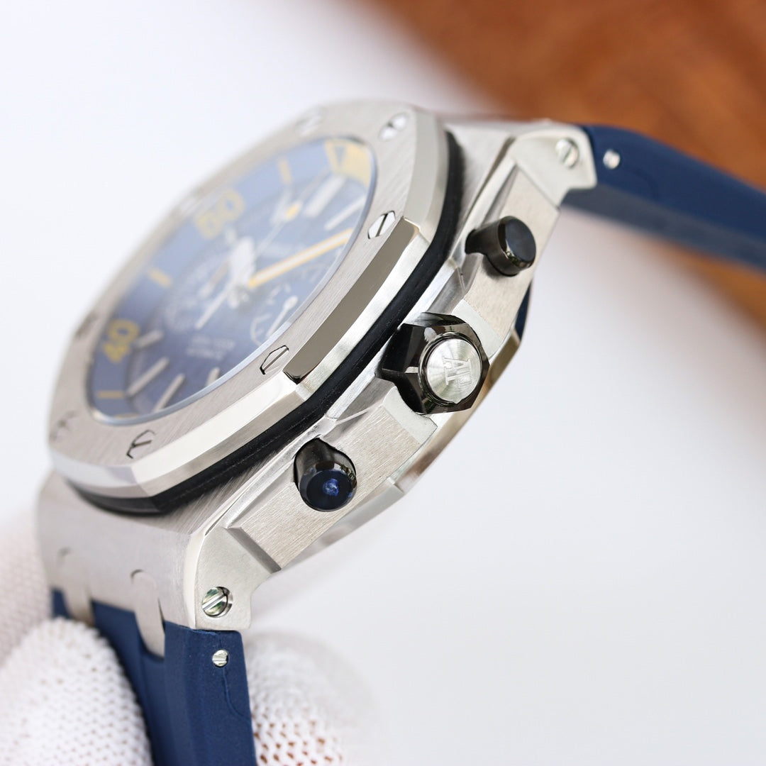 TOP! - 316L Steel - Blue rubber - Automatic - 42mm