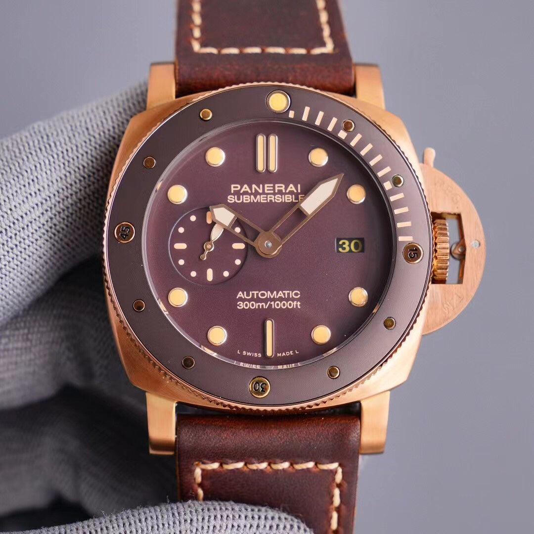 316L Steel Bronze- Brown Rubber - Automatic - 44mm