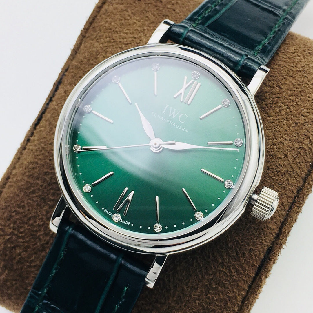 LADY -Silver Green - Blue Leather - Automatic - 34mm