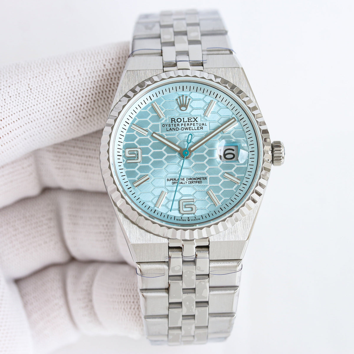 L-Dweller - 127336- Ice blue - Silver 904L Steel- Ultra-thin-Automatic - 40/36mm