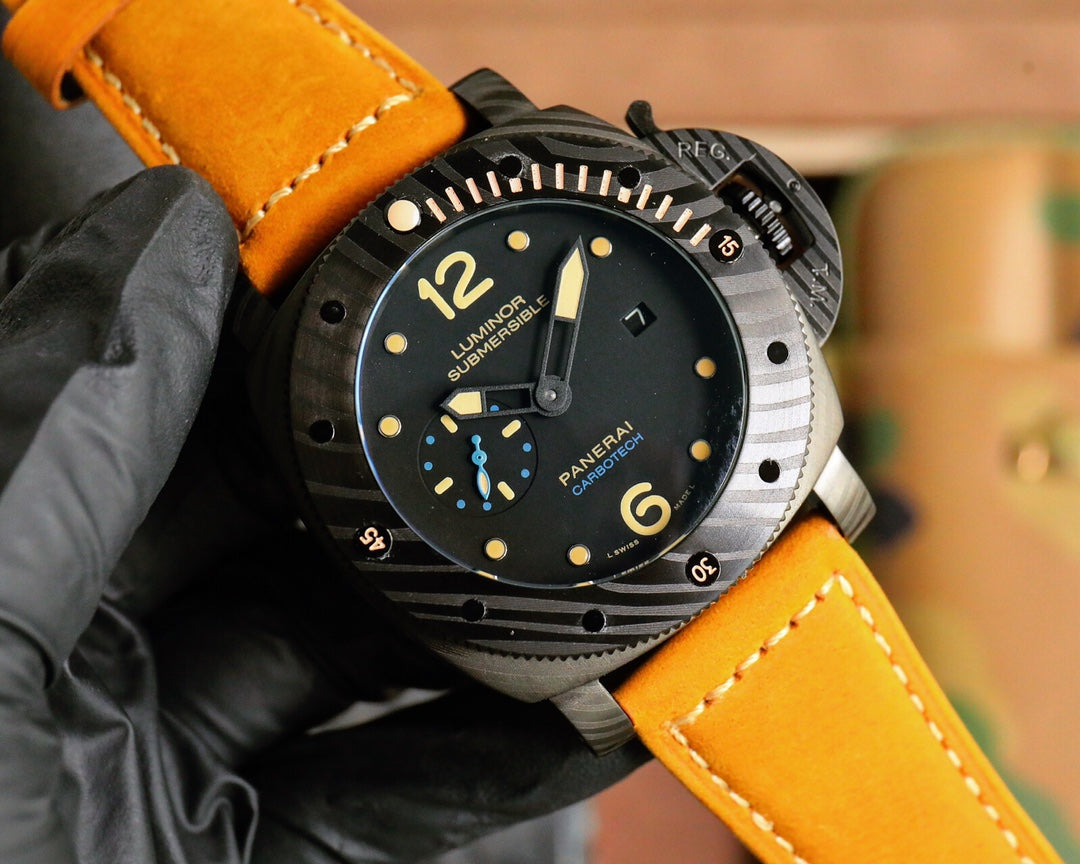Black Silver - Yellow Leather - Automatic - 47mm