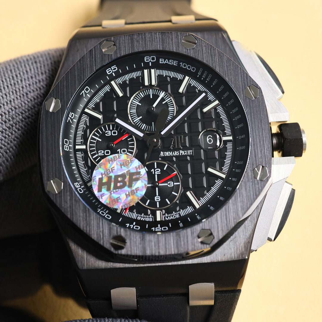 TOP! Black Ceramic Bezel - Black Rubber - Automatic - 43mm