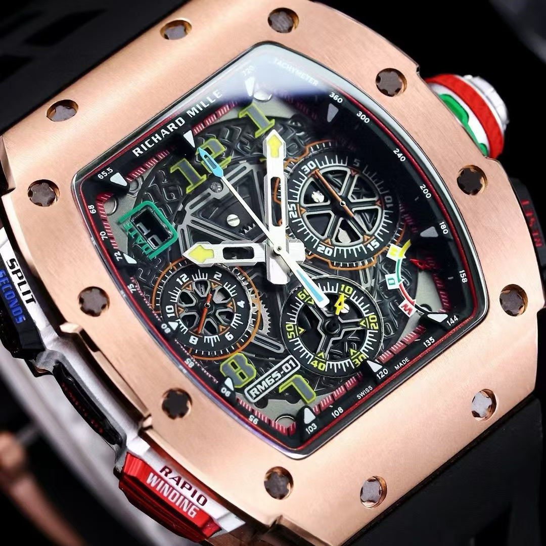 Chronograph - Rosegold Ceramic- Black Rubber- Quartz - 41*49mm