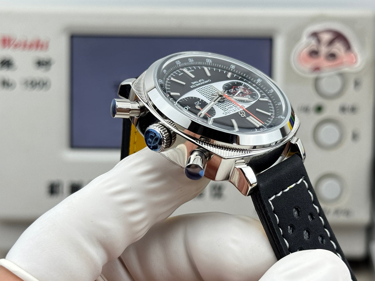 Chronograph - Silver Black - T-Timer - Silver 904L Steel - Automatic - 38mm