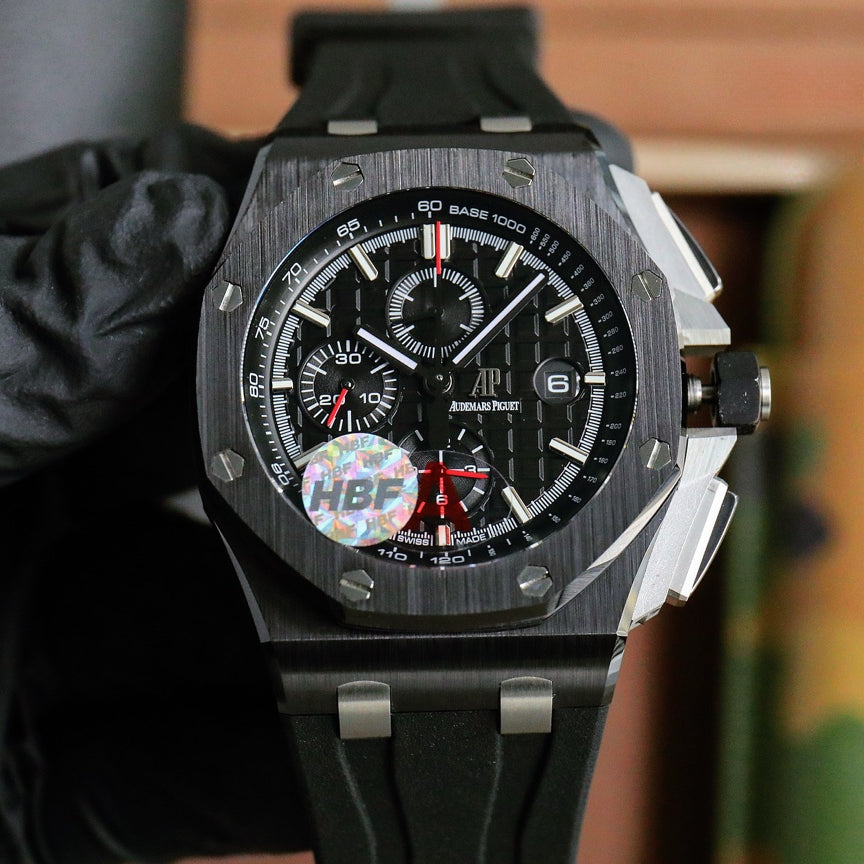 TOP! Chronograph- Black Ceramic- Black Rubber - Automatic - 42mm