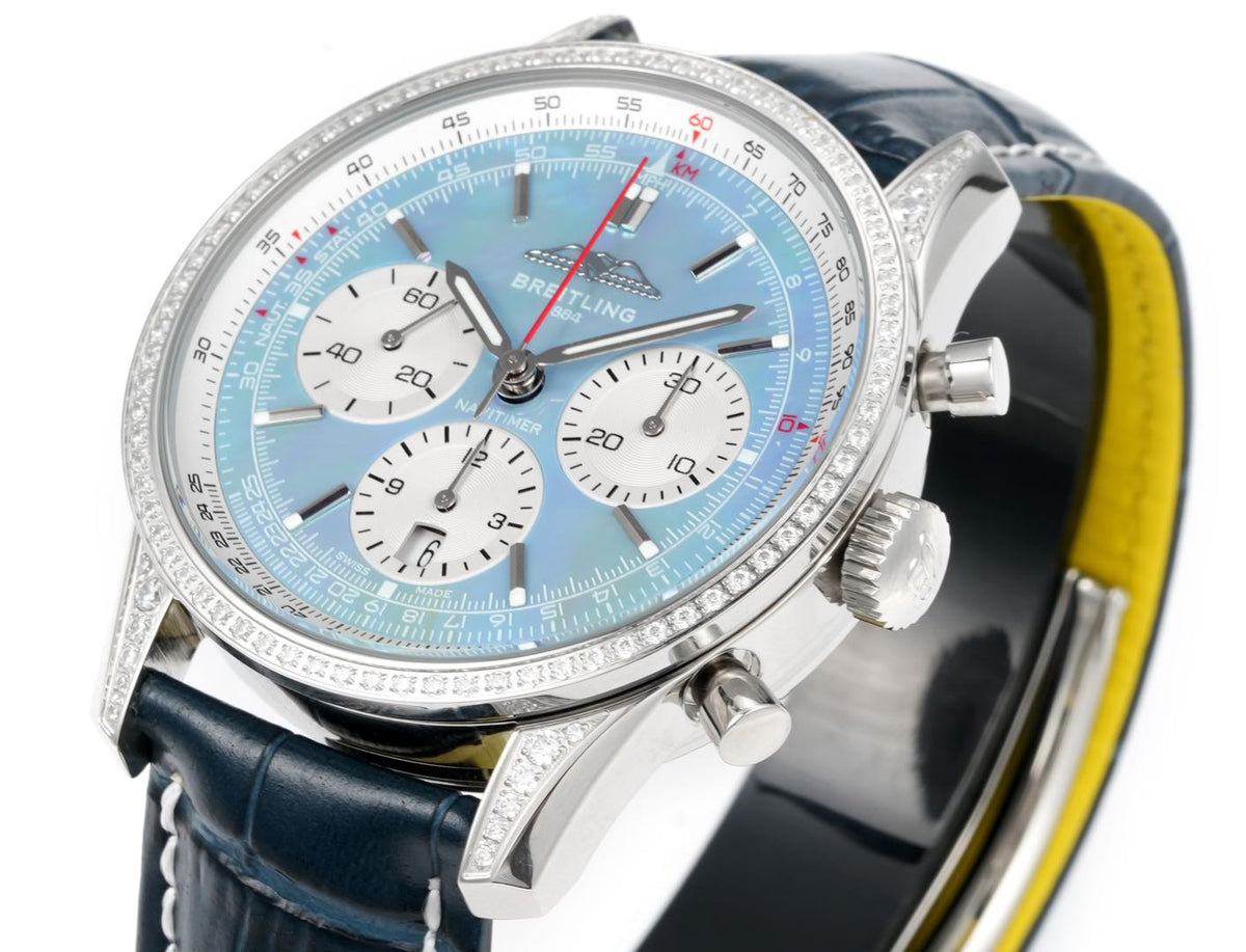 Chronograph - Rhinestone - Sky Face - N-Timer - Black Leather - Automatic - 43mm