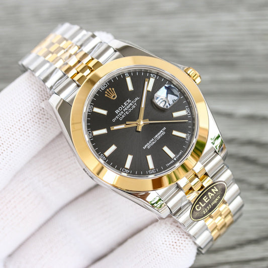 C-Factory - Black -Smooth bezel- Yellow Silver 904L Steel- Automatic - 41mm
