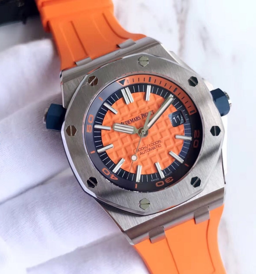 TOP! - 316L Steel - Orange rubber - Automatic - 42mm
