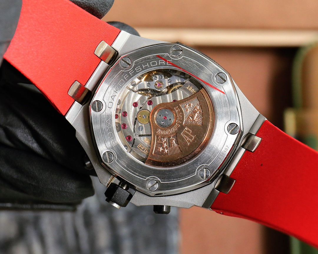 TOP! Chronograph- Red -Black Ceramic- Black Rubber - Automatic - 42mm