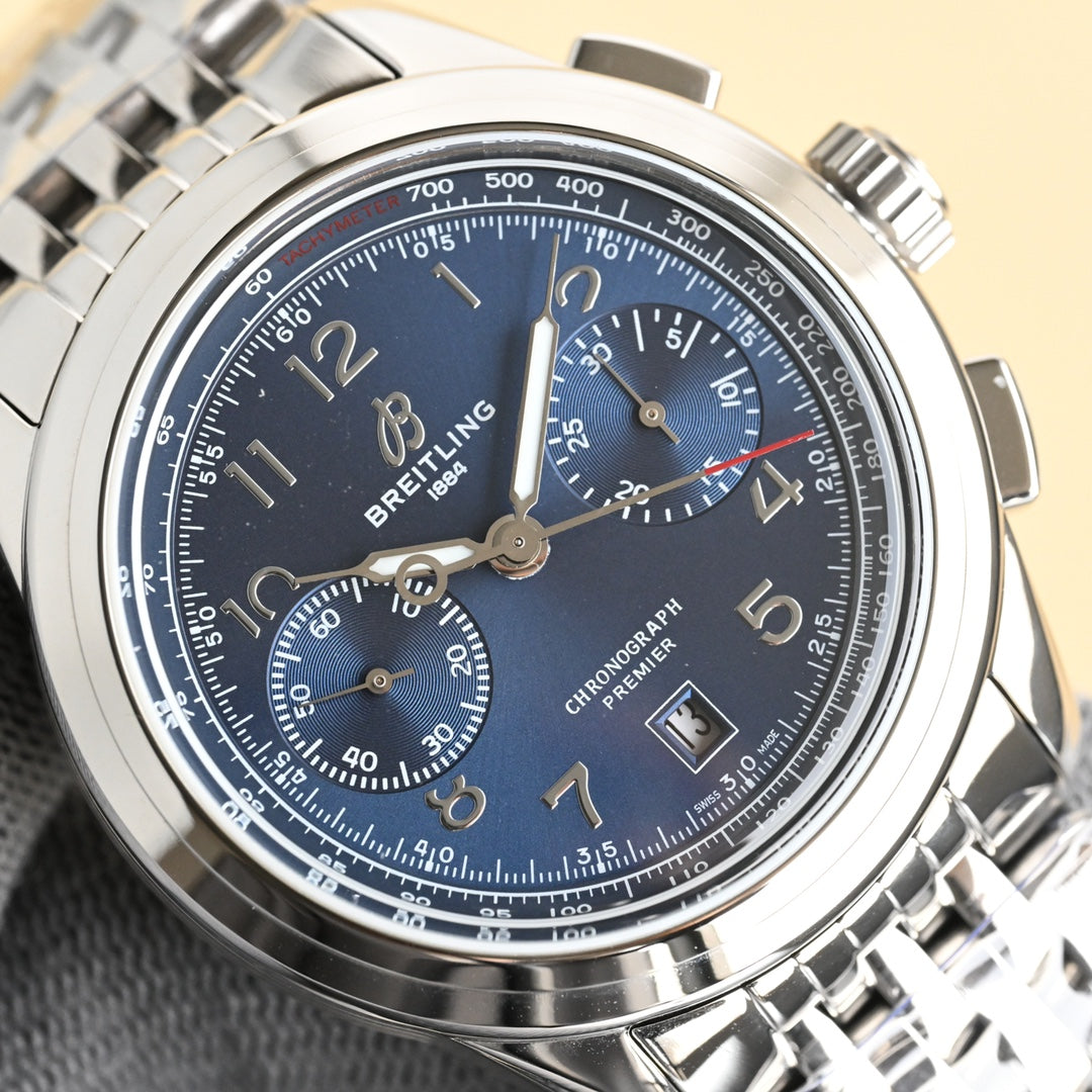 Chronograph - Blue White - Silver 316L Steel - Automatic - 42mm