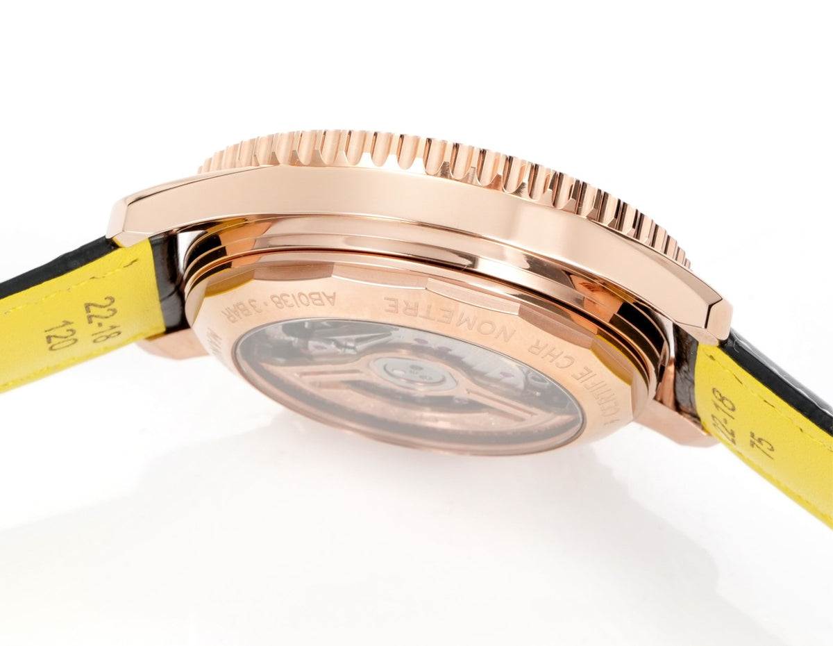 Chronograph - Rosegold White - Black - N-Timer - Black Leather - Automatic - 43mm