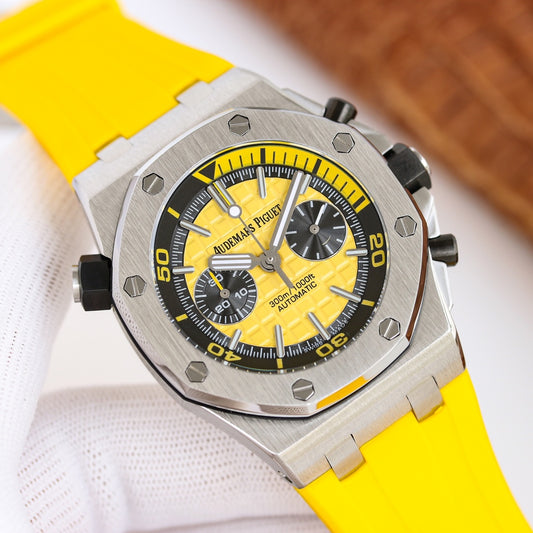 TOP! - 316L Steel - Yellow rubber - Automatic - 42mm