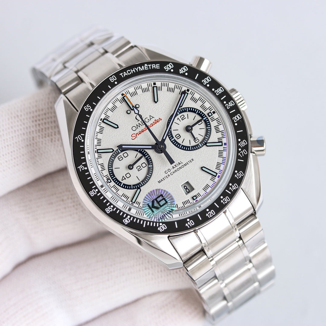 Chronograph -329.30.44.51.04.001- White- Black Ceramic- 316L Steel- Automatic - 44mm