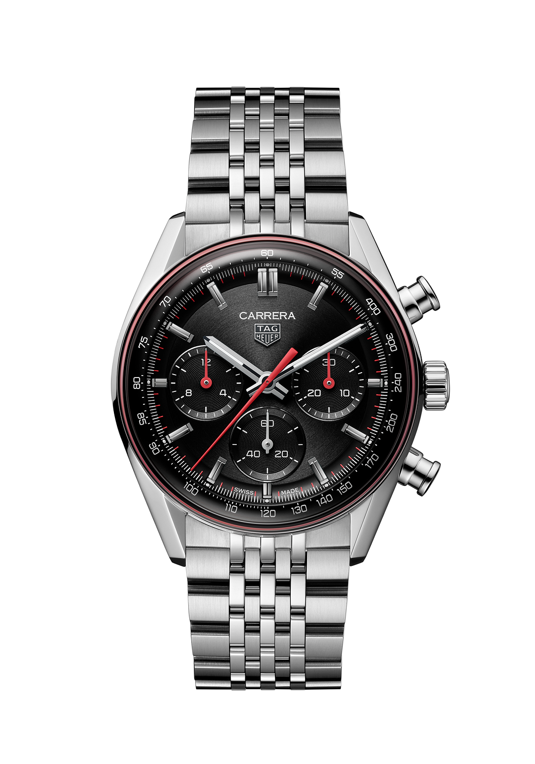 Chronograph -Black Red -Silver 904L Steel - Quartz - 41mm