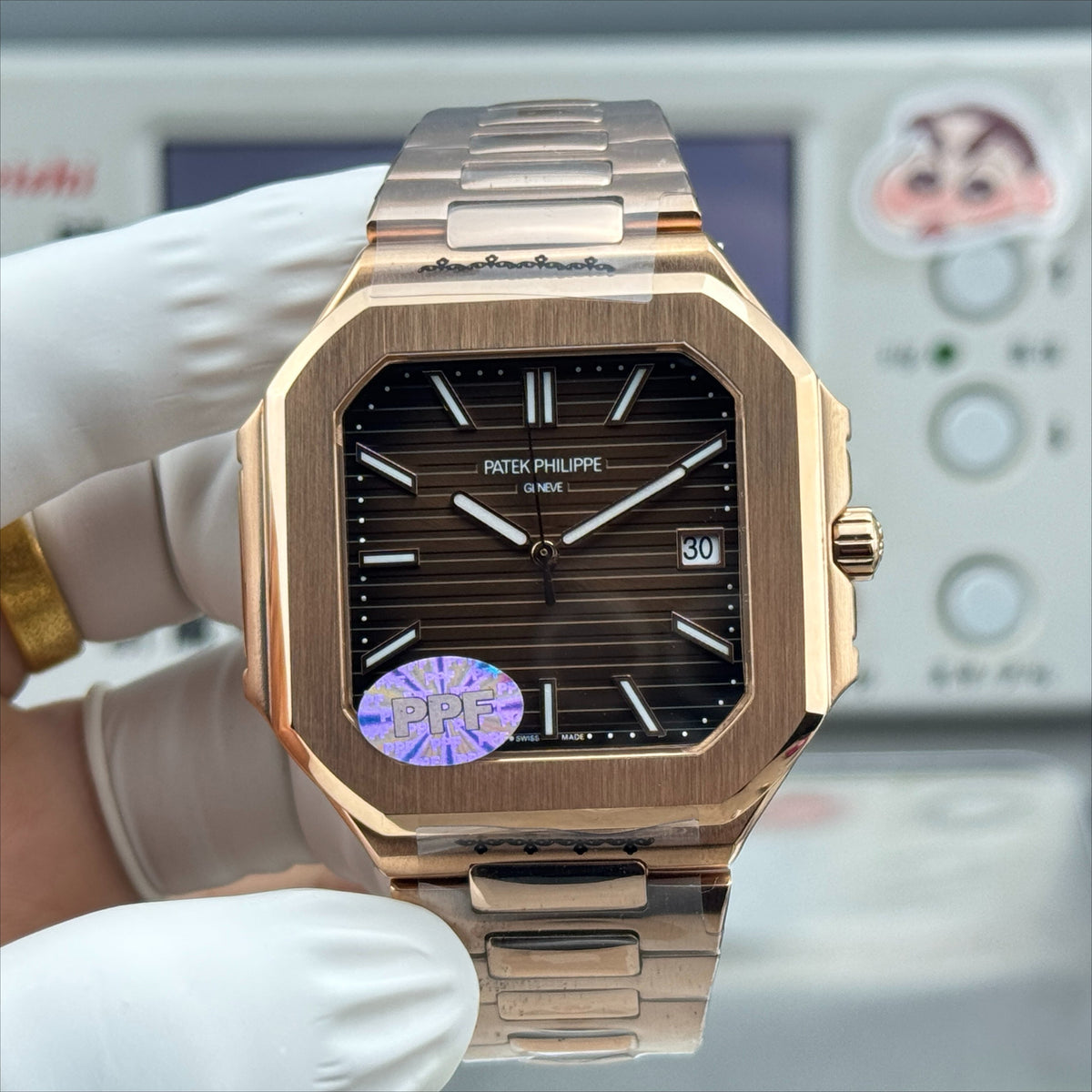 Brown Rosegold Square - Ultra-thin - Rosegold Silver 904L Steel - Automatic 330SC- 45mm