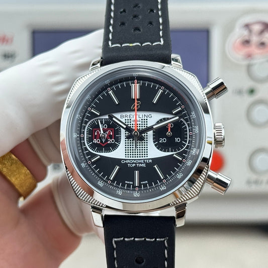 Chronograph - Silver Black - T-Timer - Silver 904L Steel - Automatic - 38mm