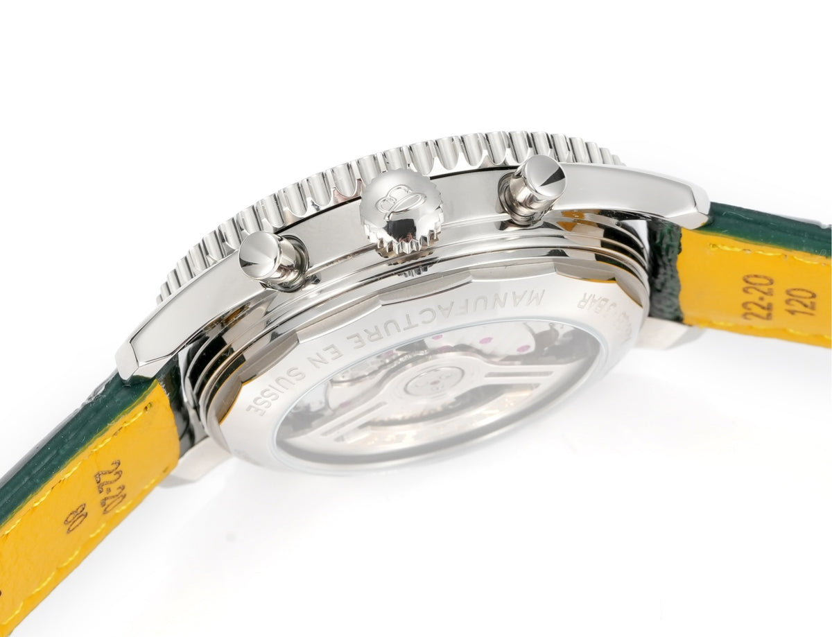 Chronograph - White bezel - Green White - N-Timer - Green Leather - Automatic - 43mm