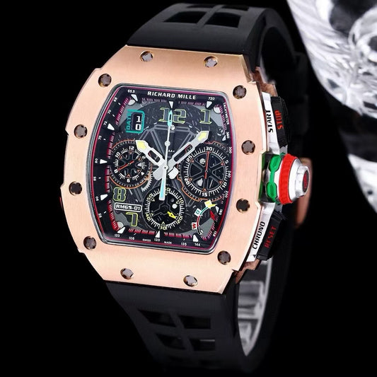 Chronograph - Rosegold Ceramic- Black Rubber- Quartz - 41*49mm