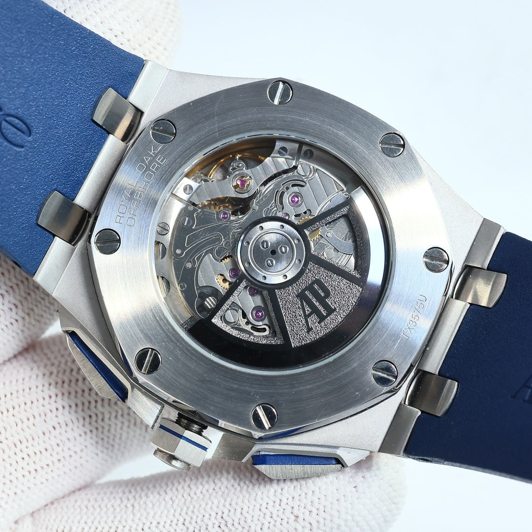 TOP! Blue Silver Ceramic Bezel - Blue Rubber - Automatic - 43mm
