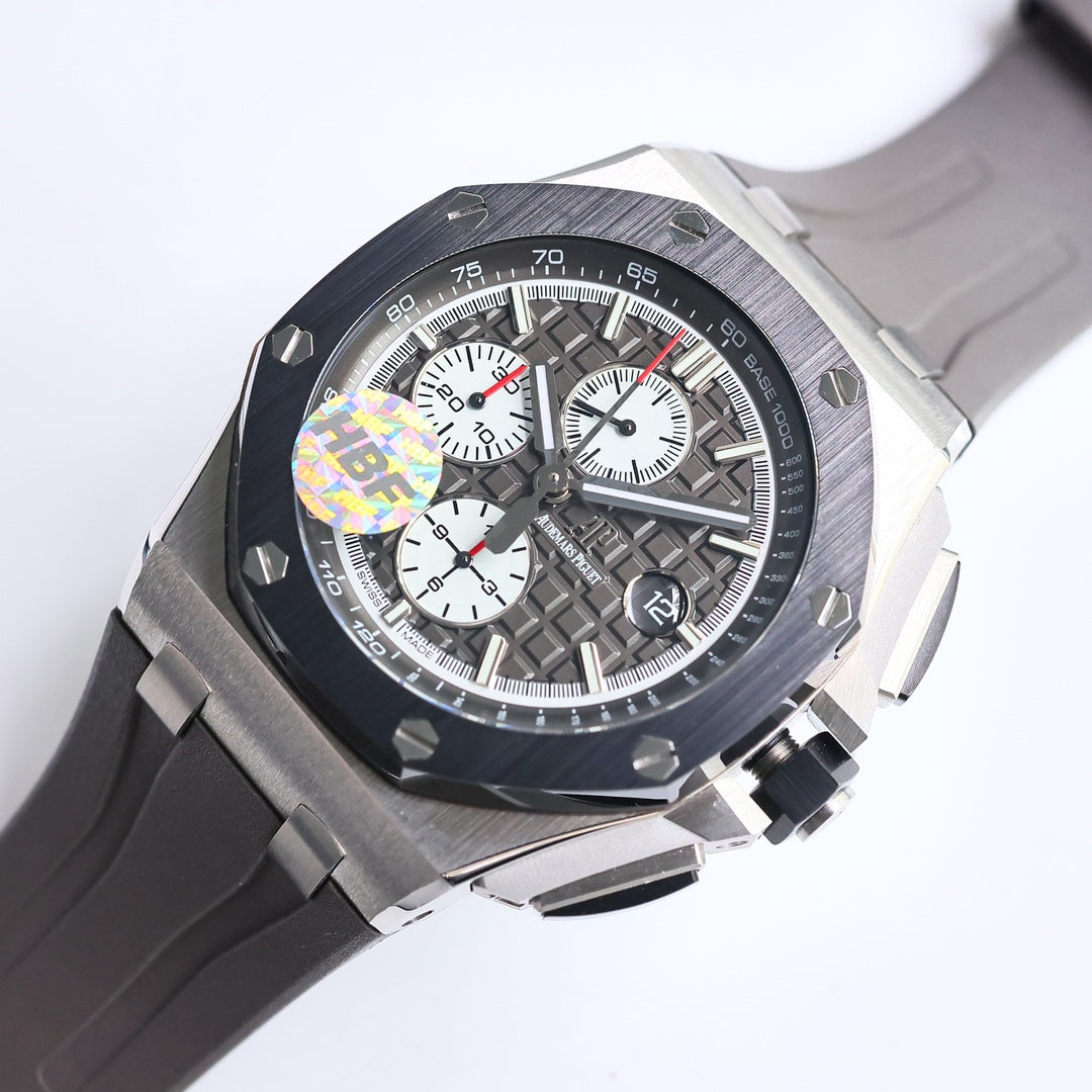 TOP! Grey Ceramic Bezel - Grey Rubber - Automatic - 43mm