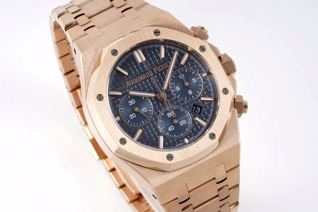 Chronograph -26331st- Blue - Rosegold 904L Steel - Quartz - 41mm