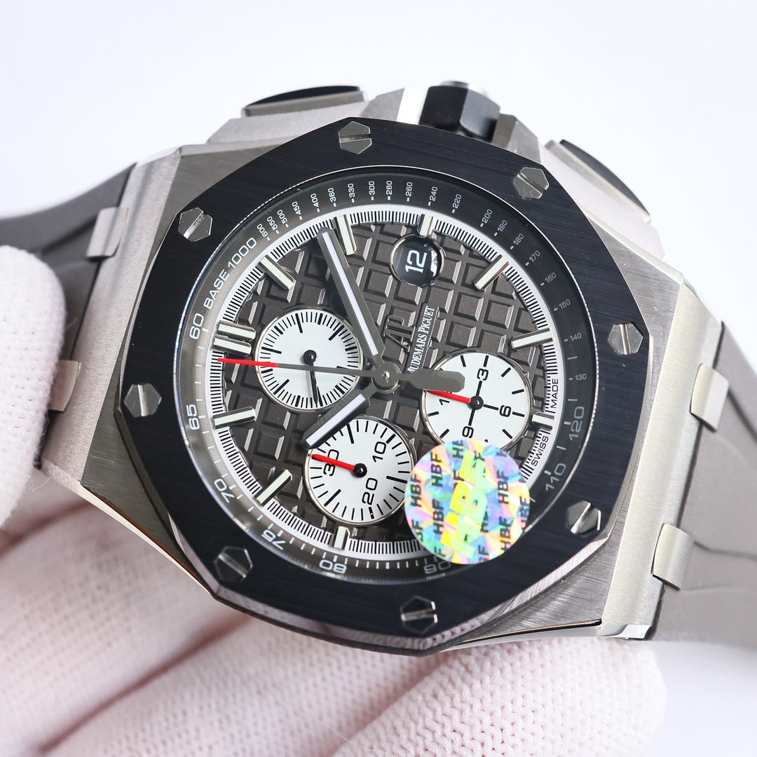 TOP! Grey Ceramic Bezel - Grey Rubber - Automatic - 43mm